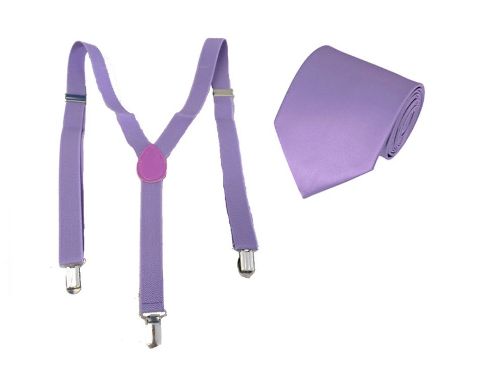 Lavender suspender and necktie set tuxedo wedding accessories