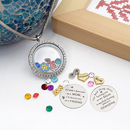 Best Gift Floating Charm Living Memory Lockets with Birthstone, 30mm Stainless Steel Necklace4