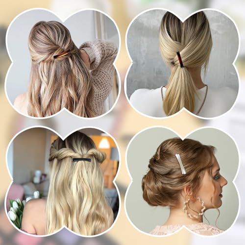 Nogeqi 12 piezas pinzas para cabello estilo francés para mujer, 6.5 cm, diseño de carey y leopardo miniatura 5