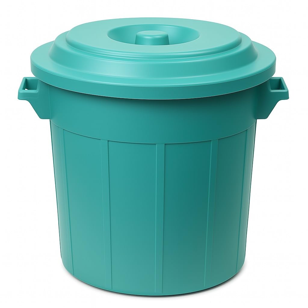 YourCasa Poubelle 50 l - Poubelle avec couvercle verrouillable - Poubelle avec poignées de transport pour jardin - Petite poubelle à nourriture ou récupérateur d'eau de pluie - Citerne à eau