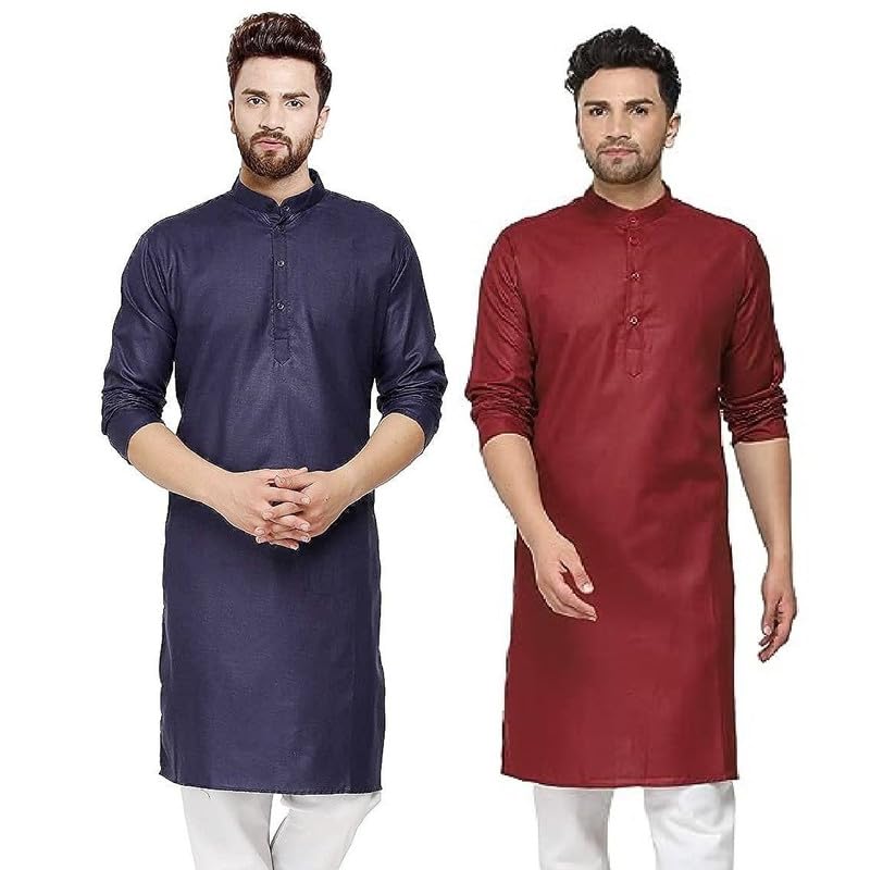 Image of WESTCORE Men's Cotton Kurta Combo - Pack of 2 | Traditional Ethnic Wear for Festivals & Celebrations