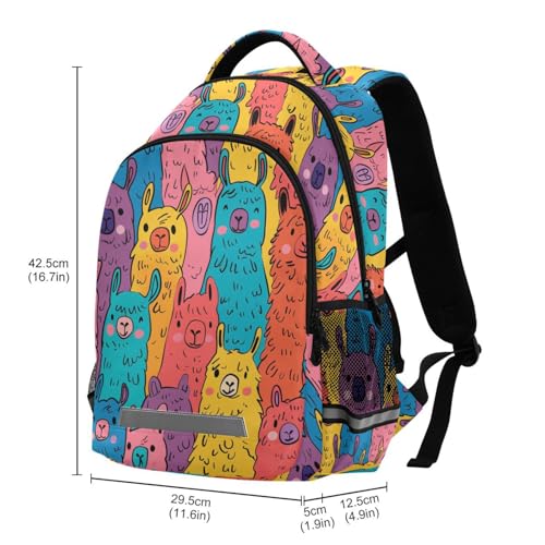 KLL Cute Alpacas Cute Doodle Art Designed kids camping backpack with big bookbag for youth para bebes varon3