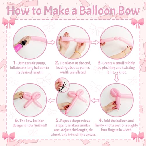 Image of Pink Bow Balloons, 62Pcs Pastel Light Pink Clear White Bow Latex Balloons, 12Inch Transparent Bowknot Print Helium Balloon for Girls Women Princess Coquette Birthday Wedding Bridal Baby Shower Party
