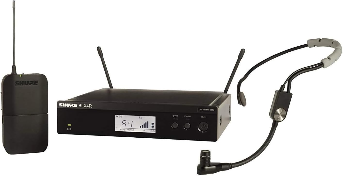 Shure BLX14R/SM35 Wireless Microphone System with BLX4R Rack Mount Receiver, BLX1 Bodypack and SM35 Headset Condenser Mic for Hands-Free Audio, Perfect for Active Performers - H11 Band