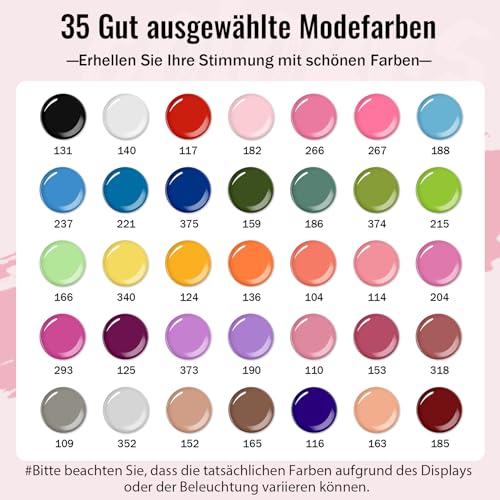 VANREESA U V Nagellack Set, 35 Farben Gel Nägel Set mit 48W U V/LED Nagellampe, Gelnägel Starterset mit Professioneller Elektrische Nagelfräser, Nagelset Gelnägel Starterset Geschenk für Frauen