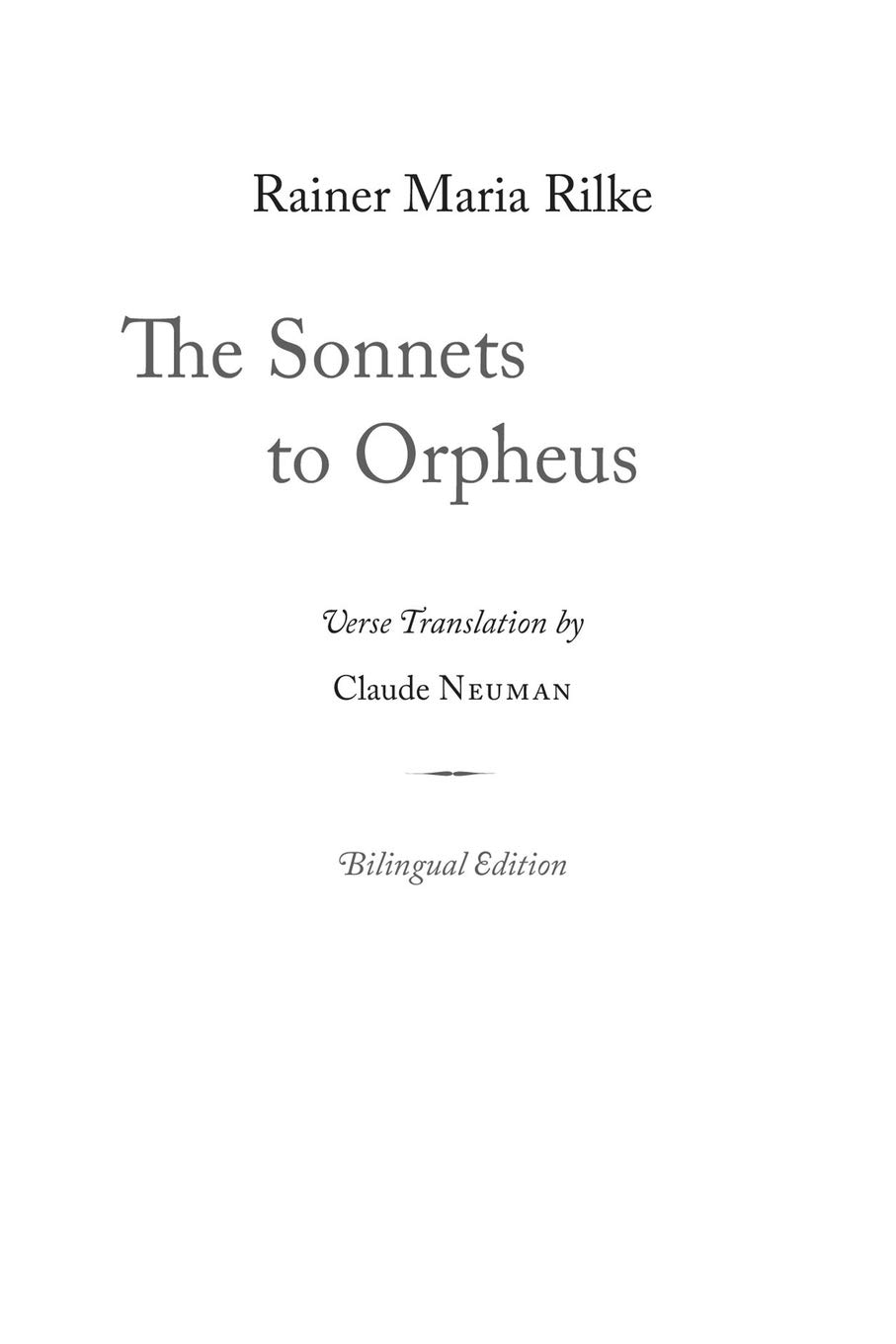 The Sonnets to Orpheus