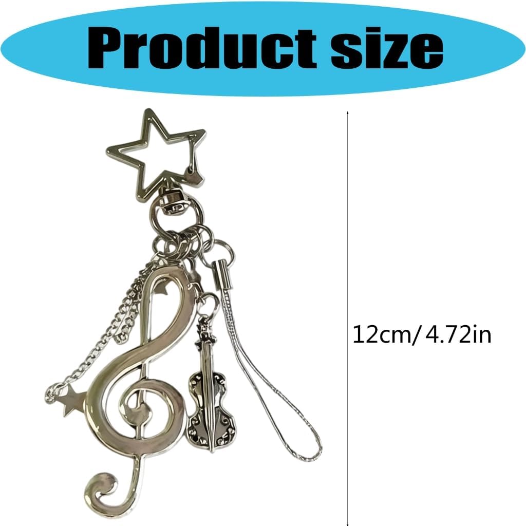 Treble Clef Keychain Charm Silver Tone Violin Pendant for Bags image 5