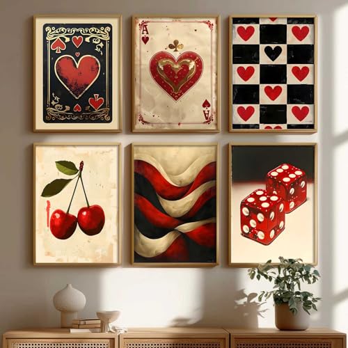 Image of kotart - Poker Theme Wall Paintings For Hanging Home Decor Frame | Poster With Frames living Room Bedroom Set of 6 (14X20 Inch, F)