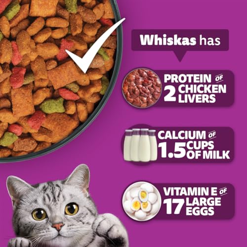 Image of Whiskas Persian Adult (1+ Years) Dry Cat Food, 6.8kg, 100% Complete & Balanced Tailor Made Nutrition, Reduces Hairfall, for Healthy Coat & Skin
