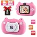 Produktbild GKTZ Kinder Kamera KinderDigital Kamera Spielzeug Kleinkind Kamera Spielzeug mit Dual Lens für Selfie IPS-Bildschirm 1080P HD 12 Megapixel mit 32 GB Speicherkarte Geburtstagsgeschenk für Kinder(Pink)
