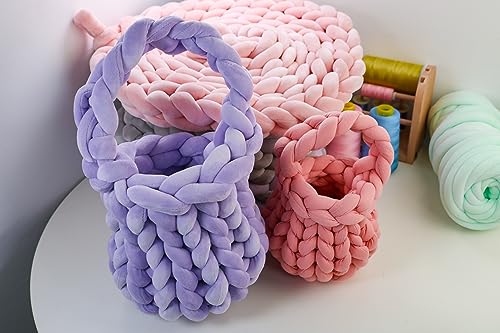 Hilo grueso rosa claro de 4.4 libras para tejer mantas con el brazo 5