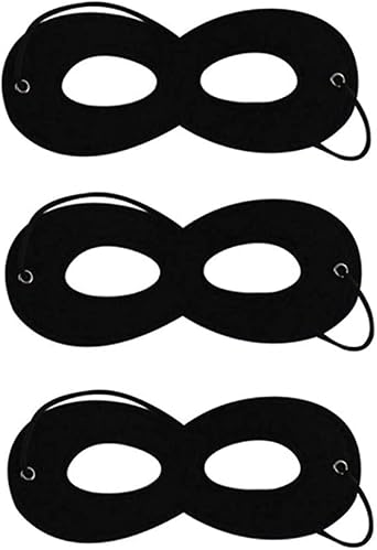 3pcs Superhero Felt Eye Masks Black Superhero Mask Half Mask Halloween Dress Up Mask with Adjustable Elastic Rope Perfect for Party Cosplay