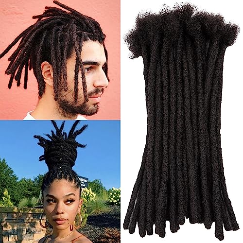 TAOYEMY Dresdlock Extension 12 inch 100% Real Human Hair Afro Kinky 30 Strands Dreadlock Extensions for Man/Women (12 inch, 1B)