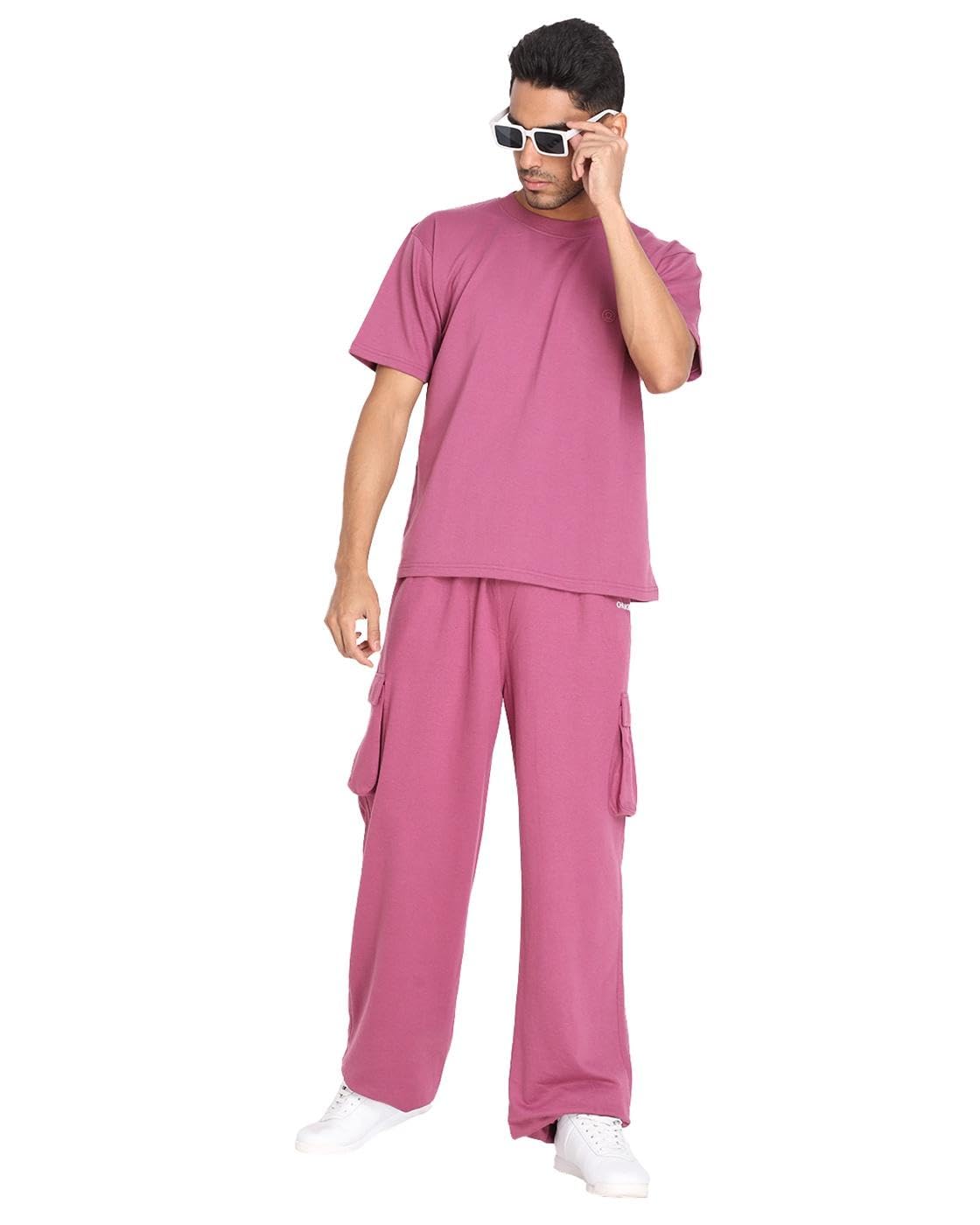 CHKOKKO Men Solid Casual Summer Wear Coords Stylish Cord Set Half Sleeves Latest Track Suit Round Neck Western Sports Suit Track Pant And T-Shirt Set Slategrey Xl 3