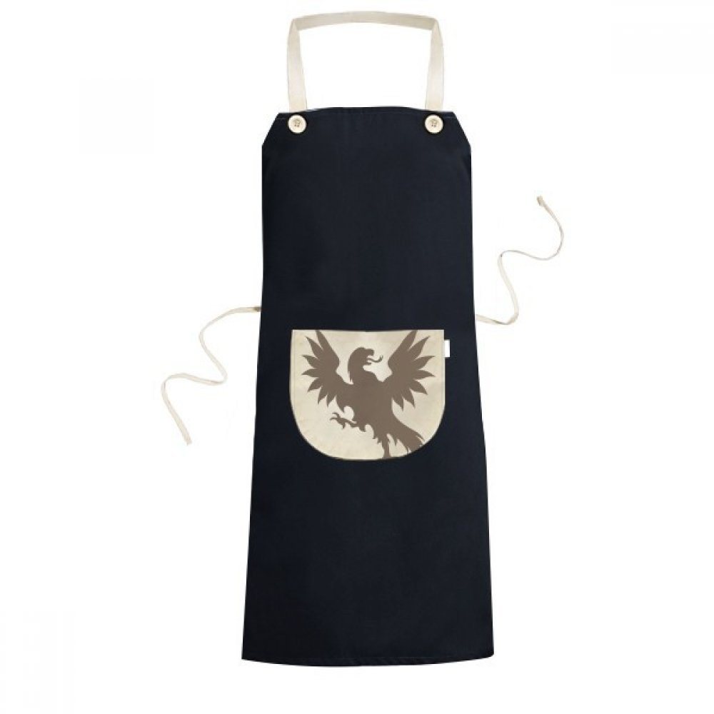 Tablier de cuisine noir avec poche imprimé vautour héraldique