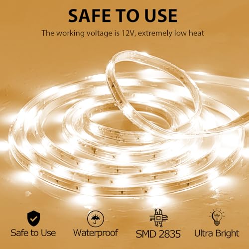 Image of 10ft USB LED Rope Light, Waterproof Flexible Strip, White Light, Suitable for Outdoor Camping and Indoor Decor (Battery Box Not Included)