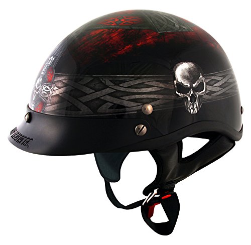 Hot Leathers Celtic Cross Motorcycle Helmet (Black, Medium) #TOP1