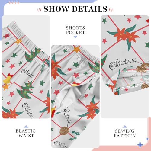 Christmas Tree Plaid Boys Long Pants Soft Trousers Elastic Waist Kids Lounge Bottoms with Pockets S-XL4