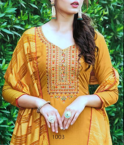 Rich Crape Plain Embroidered Salwar Kameez Suit with Silk Dupatta Palazzo Pant2