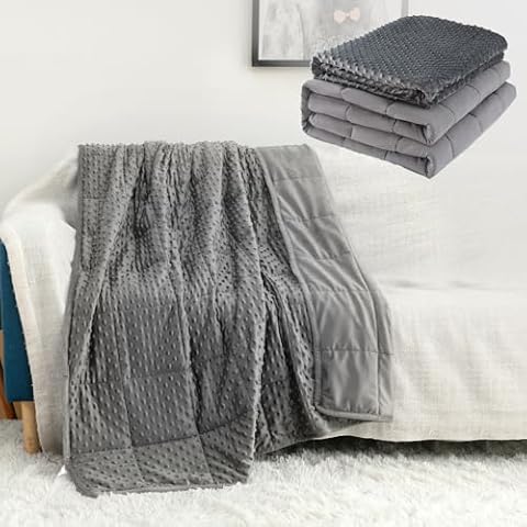 MENHIRY Weighted Blanket with Removable Minky Duvet Cover,Queen Size,Heavy Blanket for Adult Kids(20Lbs,6080,Grey) Cover