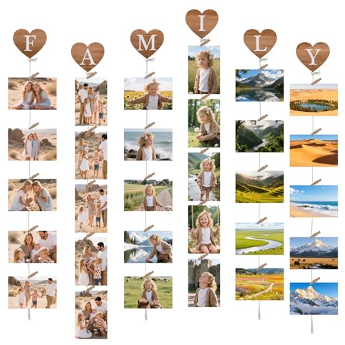 Vasemouh ‘Family’ Bilderrahmen Collage mit 6 Seilen & 30 Clips –...