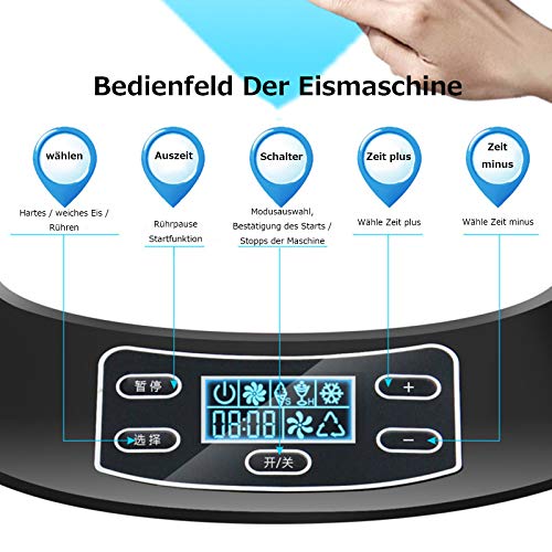 MNCYGJ EIS Maschinen Softeismaschine Für Zuhause 1.5L Frozen Yogurt Maschine, 45-50 Minuten Obst Automatisch Eismaschine Selbstkühlend Sorbetmaschine,Rot – Bild 7