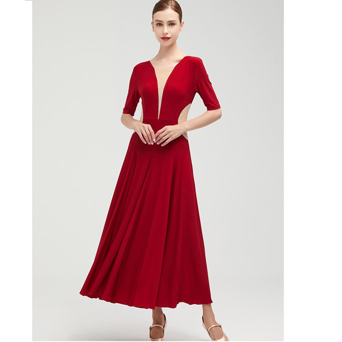 Vestido de Baile de Salón para Mujeres, Ropa de Baile de Vals Moderno, Vestido de Flamenco para Prom y Fiesta, Disfraz Lírico