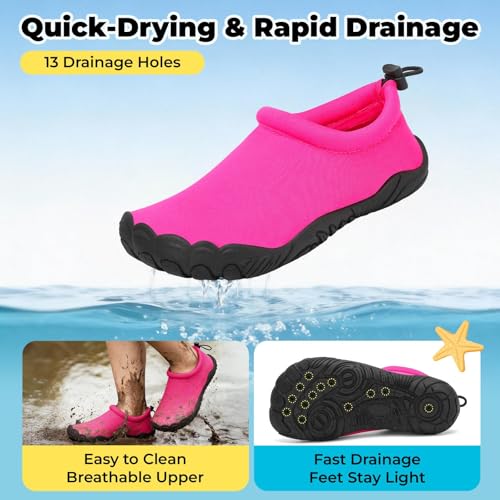 Image of Mishansha Kids Water Shoes Quick-Dry Wide Toe Box Non-Slip Barefoot Shoes Beach Pool Swim Shoes