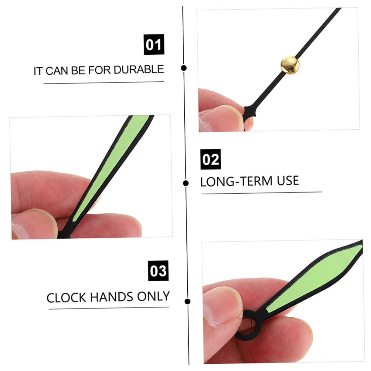 DOITOOL 50 Sätze Leuchtende Hände Zeiger der Wanduhr Ersatz-Uhrzeiger Mechanismen leuchtende Uhrzeiger Teile wanduhren Repair kit dekoringe Bequeme Uhrzeiger dekorative Uhrzeiger Aluminium