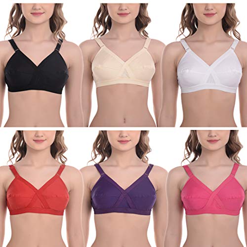 Softskin Women's Cotton Non Padded Wire Free Everyday Bra Multico...