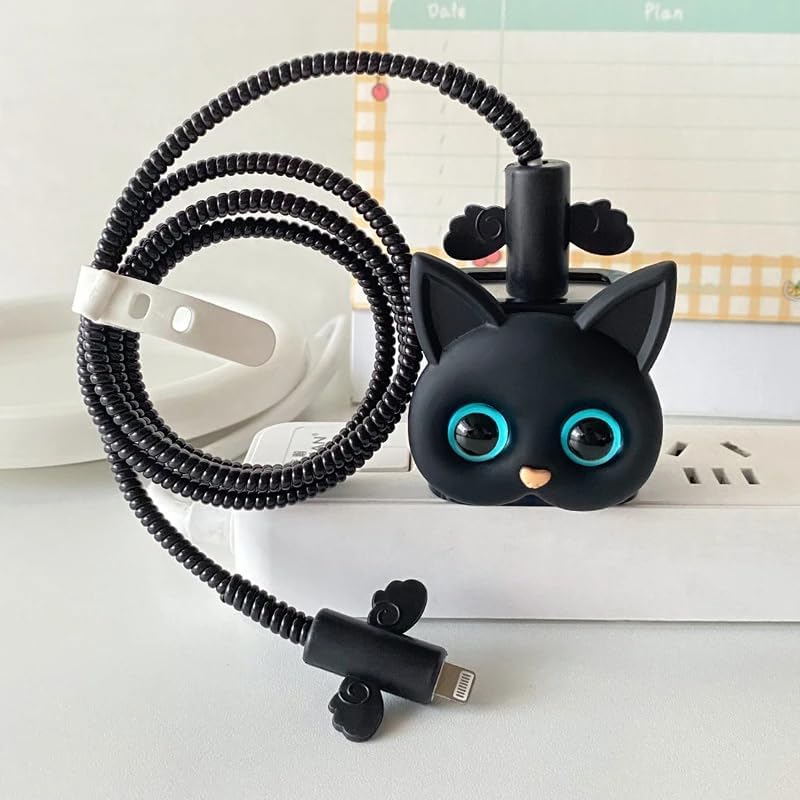 ZedGear Premium i-Phone Charger Protector Cute 3D Cat Design for i-Phone Adapter Compatible with 18W & 20W Charger Full Protection Data Cable Case - Black Cat (B0D4QNNFGF) Amazon Price History, Amazon Price Tracker
