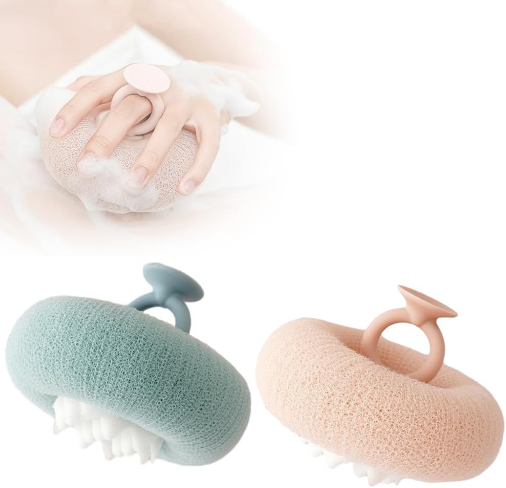 Sunflower Bath Ball, Super Soft Comfortable Suction Cup Cleaning Brush, Exfoliating Bath Sponge Shower Loofah Body Scrubber with Ring Holder