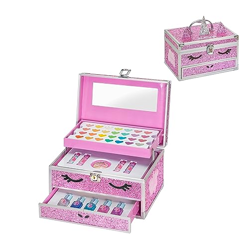 Martinelia - Maletín con cara de unicornio y purpurina rosa de maquillaje infantil, colección...