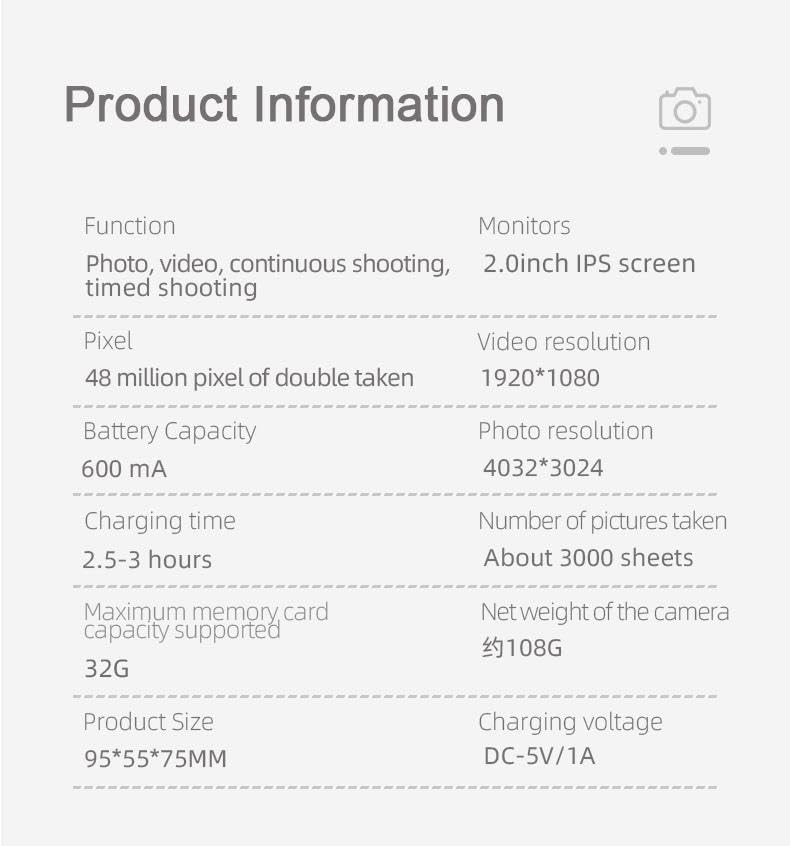 Torima S8 Taşınabilir 1080p Dijital Video Kayıt Fotoğraf Çocuk Kamerası 2.0 Inç IPS Ekran Pembe