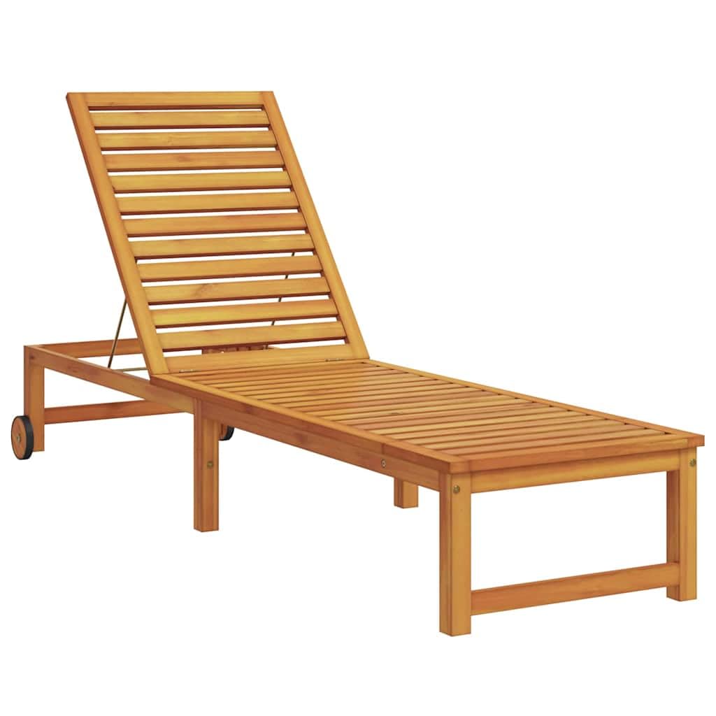 vidaXL Transat Marron 202 x 53 x 89 cm Bois d'Acacia Massif, Mobilier extérieur Moderne, transat Adjustable, Fauteuil Patio Minimaliste, résistant aux intempéries
