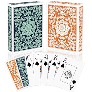 Metsyth Playing Cards,Deck of Cards,Playing Card 2 Pack,Poker Cards Set,Jumbo Large Print Playing Cards for Adults Seniors,Card Games for Family Game Night Party (Green and Orange)