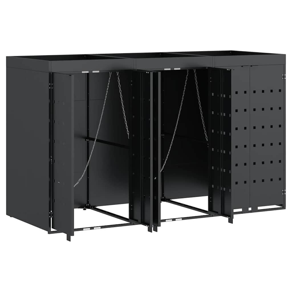 Genérico Almacenamiento de Cubos Wheelie para 3 Cubos Antracita,Casa y jardín,Productos del hogar,Accesorios para contenedores de residuos,Soportes para contenedores de residuos-3394744