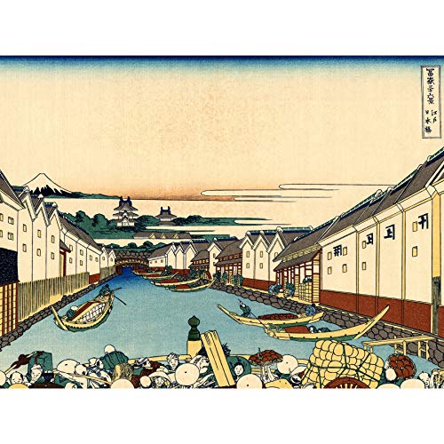 Hokusai 36 Views Fuji Nihonbashi Bridge Japan Premium Wall Art Canvas Print 18X24 Inch Vue Pont Japon mur