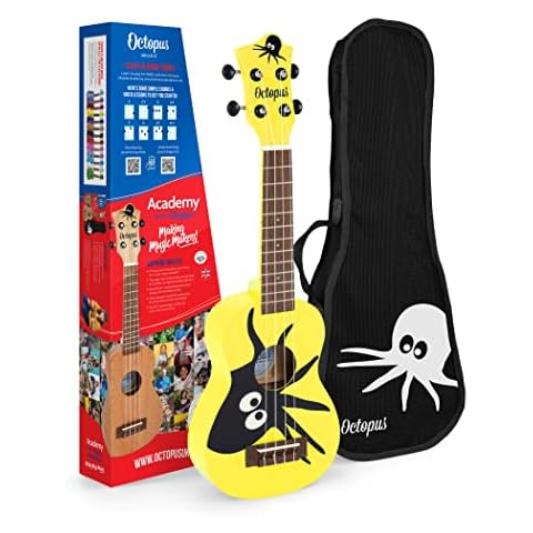 Octopus Academy Soprano Ukulele in Yellow Cover