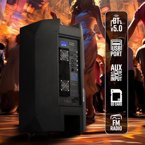 Image of ZEBRONICS Epic Plus Party DJ Speaker, 480 Watts, Supports Bluetooth, USB, SD, AUX, Dual UHF Wireless MIC, Karaoke & Recording Function, Wired Mic Input & Controls, Black