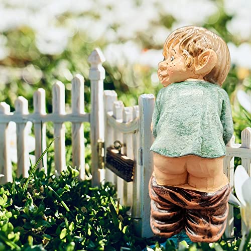 Wsmart Garden Gnome Funny Statue Outdoor Naughty Figurines Yard Lawn Porch Decoration Summer Go Away Gnome Novelty Gift (Resin Brown) #TOP2