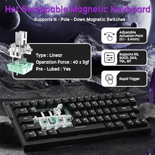 ATTACK SHARK X68 HE Wired Magnetic Keyboard with X3 Wireless Gaming Mouse Combos, 8KHz Rapid Trigger Keyboard, 0.01mm RT Accuracy, 49g Superlight Mouse, PAW3395, 26000 DPI - Black by ATTACK SHARK - Image 6