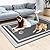 HappyTrends,Outdoor Rug,Patio Rug,Reversible Portable Outdoor Plastic Straw Rug,Camping Rugs for Outside RV,Large Waterproof Area Rugs for Patio,Deck,Picnic,Porch,Balcony(4'x 6',White&Gray)