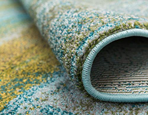 Image of Unique Loom Jardin Collection Vibrant Abstract Turquoise Runner Rug (2' 7 x 10' 0)