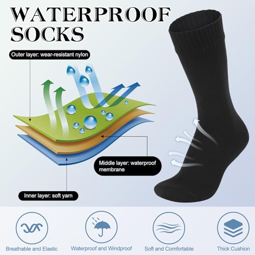 Jspupifip Unisex Waterproof Socks Water Resistant Socks Waterproof Breathable Hiking Wading Skiing Fishing Sock for Men Women3