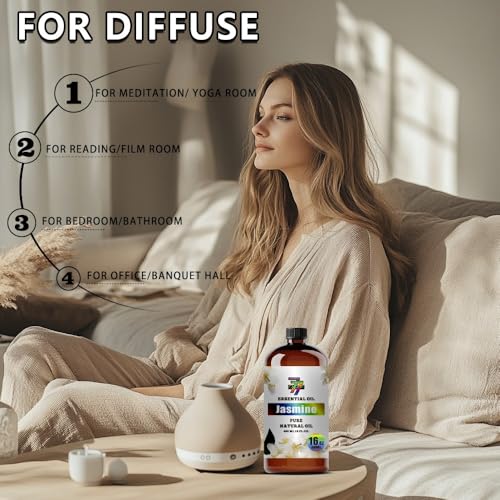 Image of Jasmine Essential Oil for Diffuser Massage Candles Jasmine Oil 16 oz