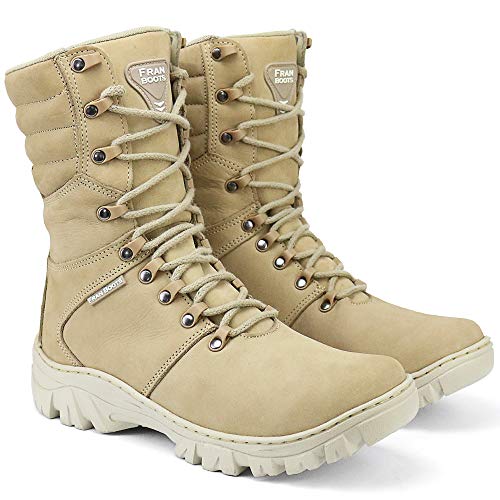 Bota Coturno Para Seguranças Policia Militar Cano Curto e Médio (41, AREIA-CANO-MÉDIO)