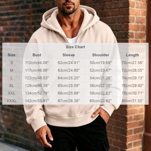 Mens Quarter Zip Hoodie Long Sleeve Pullover Sweatshirt Fall Winter Hoodies - image 4