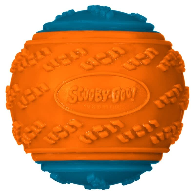 BargainsMania Durable Squeaky Ball - Long-lasting Fun for Your Pup - Tough Pet Balls - Dental Health Dog Non-Toxic Chew Toy - Dogs Playtime Entertainment - IndoorsOutdoor - Blue & Orange