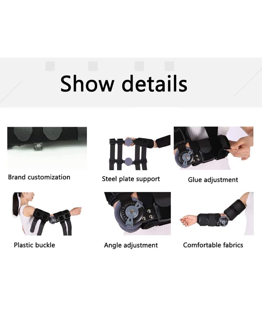 Ortesis de codo ajustable, codera con bisagras, soporte de codo de aleación de aluminio, fijador de férula, extensión de brazo, Protector de fractura, cabestrillo de brazo de codo